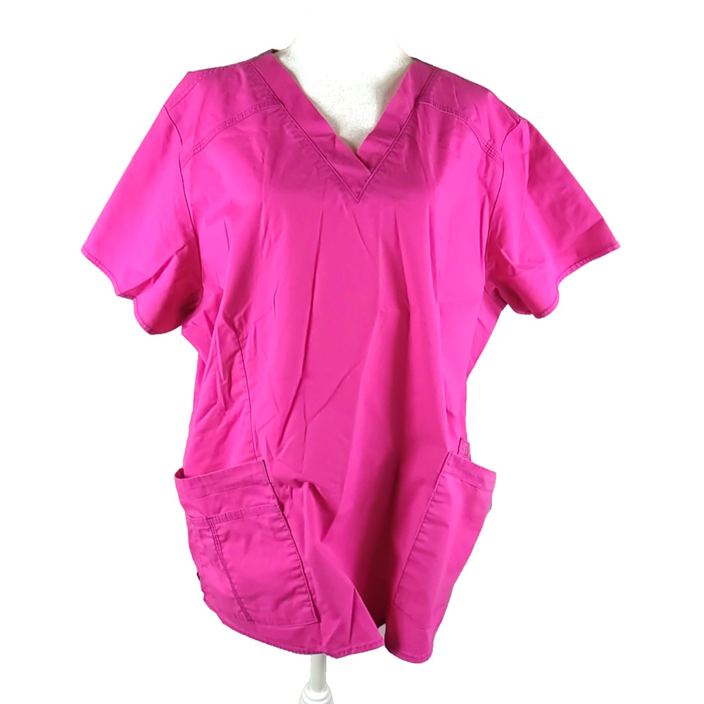 Wonder Flex Women's Scrub Top Pink Size 2 X Large Cotton Blend Medical